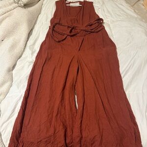 notPERFECTLINEN Terracotta Sleeveless Jumpsuit